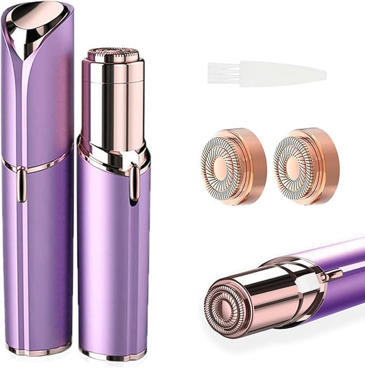 Women Facial Hair Removal Device Battery Operated with 2 Replacement Heads, Painless Womens Face Shaver for Chin Upper Lips Peach Fuzz-Velvo Beauty