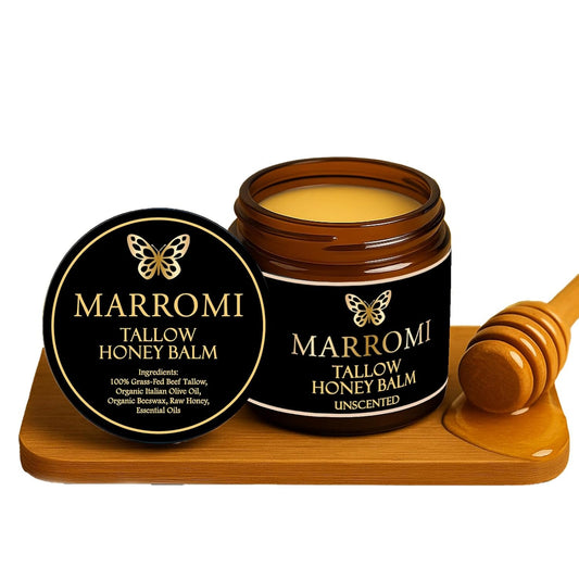 Marromi Beef Tallow for Skin, Tallow Honey Balm, Organic Grass-Fed Beef Tallow Balm with Raw Honey, Natural Soothing Moisturizing (Unscented)-Velvo Beauty
