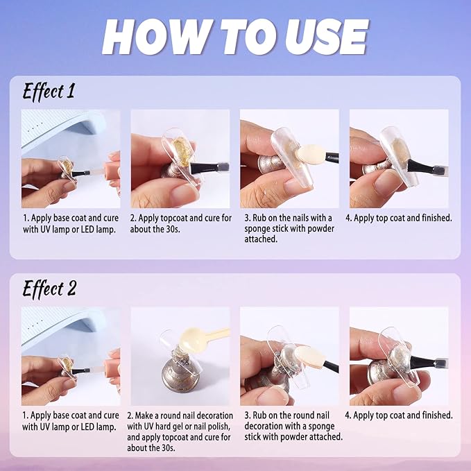 Laza White Pearl Chrome Nail Powder, 8 Colors Metallic Mirror Effect Pigment, Ice Transparent Aurora Nail Glitter Dust Kit for Gel Nail Art Decoration, Resin Craft, Gifts - Colorful White-Velvo Beauty