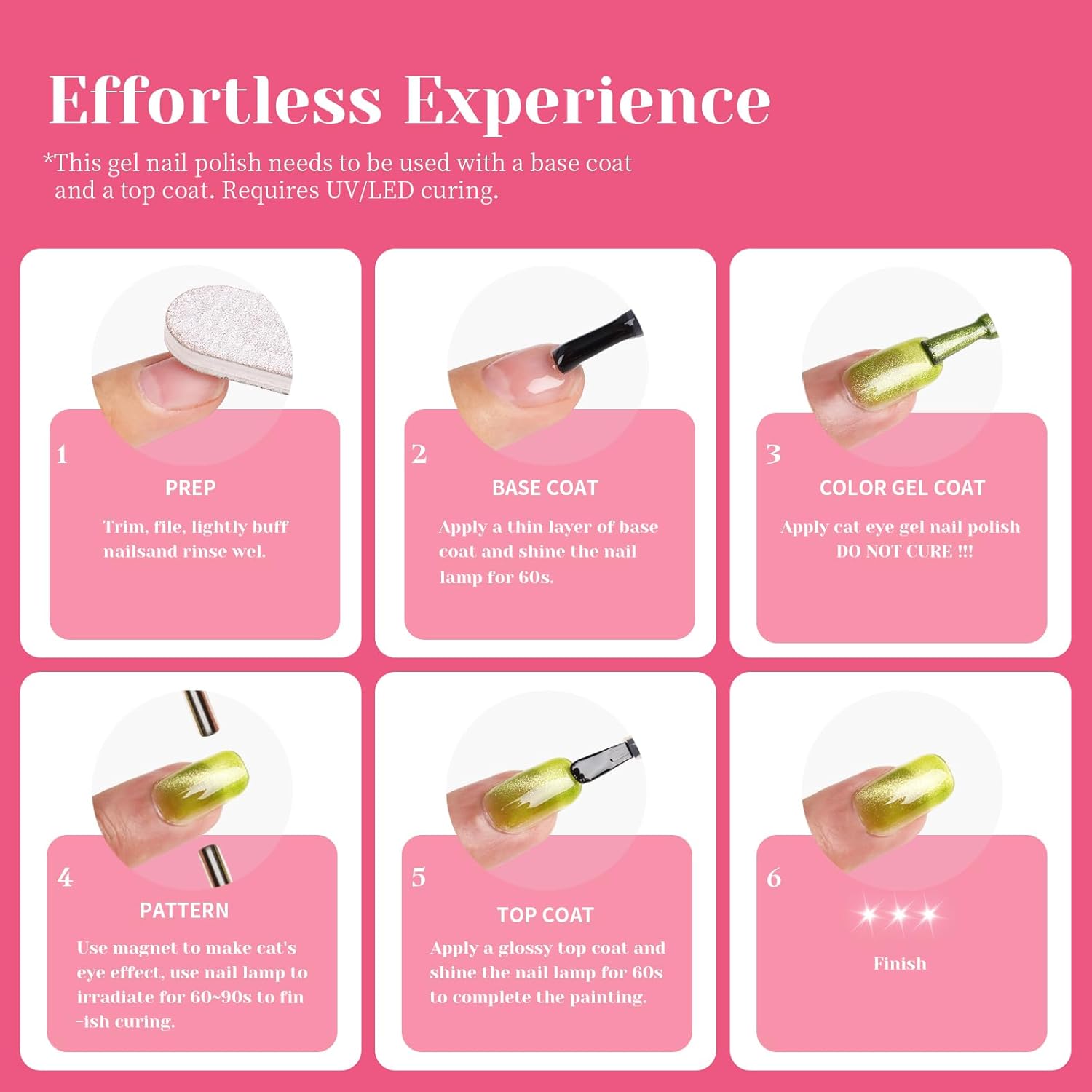 Neon Pink Cat Eye Gel Nail Polish - Perfect for DIY at Home & Ideal Gift for Nail Art Lovers!-Velvo Beauty