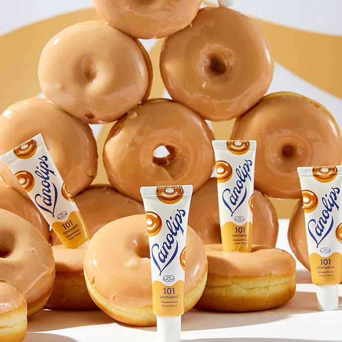 Lanolips 101 Delicious Glazed Donut - Lip Balm with Vitamin E Oil and Lanolin for Lip Hydration - Naturally Flavored Lanolin Lip Balm for Very Dry Lips - Dermatologist Tested (.35 Oz)-Velvo Beauty