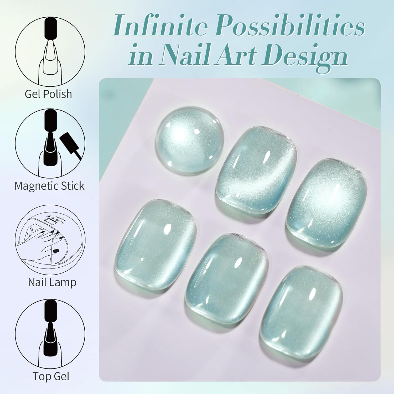 Born Pretty Cat Magnetic Eye Gel Nail Polish, Green Moonlight Cat Magnetic Gel, Glass Shiny Effect Green Soak Off Nail Art Salon Manicure Home Gift 15ml-Velvo Beauty