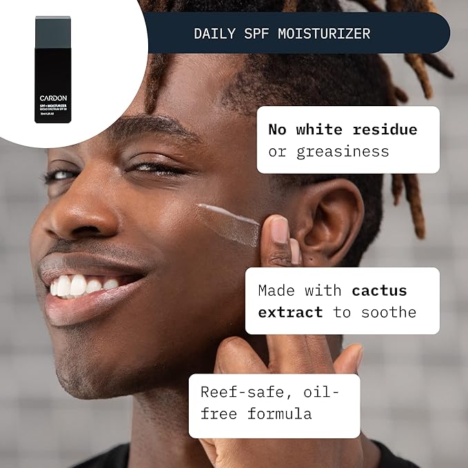 Cardon Cactus-Based Men's Skincare Set | Premium Korean Skincare for Sensitive Skin and Oily Skin | Water-based Face Moisturizer with SPF 30, Gentle Face Wash, Repairing Night Cream with Vitamin E-Velvo Beauty