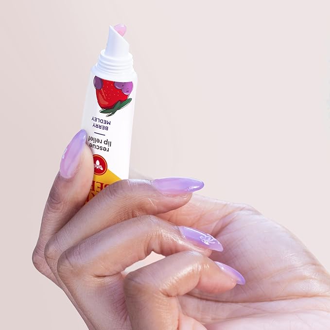Burt's Bees Rescue Lip Relief, Watermelon & Berry Medley, Hydrating Lip Balm for Dry Cracked Lips, with Responsbily Sourced Beeswax and Shea Butter, 100% Natural Origin, 2 Pack, 0.35oz-Velvo Beauty