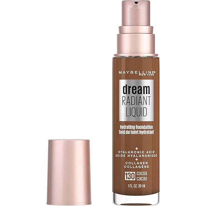 Maybelline Dream Radiant Liquid Medium Coverage Hydrating Makeup, Lightweight Liquid Foundation, Cocoa, 1 Count-Velvo Beauty