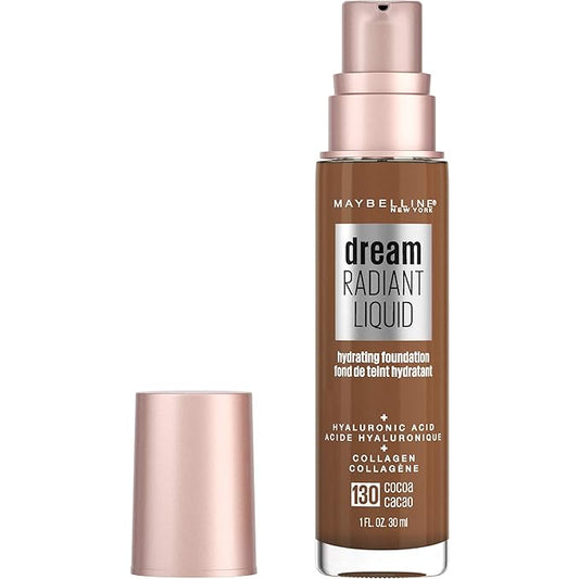 Maybelline Dream Radiant Liquid Medium Coverage Hydrating Makeup, Lightweight Liquid Foundation, Cocoa, 1 Count-Velvo Beauty