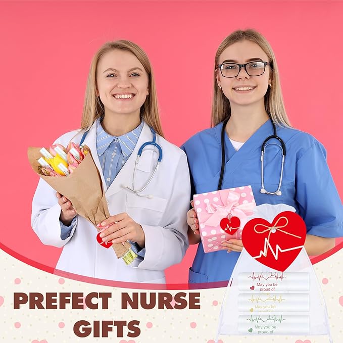 50 Sets Nurse Lip Balm Gifts Bulk Moisturizing Nurse Lip Balm with 50 Organza Drawstring Gift Bags 50 Tags Nurse Day Nurse Week Nurse Student Graduate Appreciate Gifts Bulk(Nurse)-Velvo Beauty