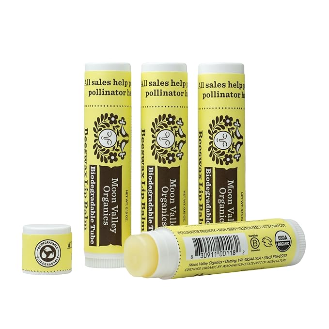 Moon Valley Organics Beeswax Lip Balm for Moisturizing Lips and Cuticles (VELVETY VANILLA, 4-Pack)-Velvo Beauty