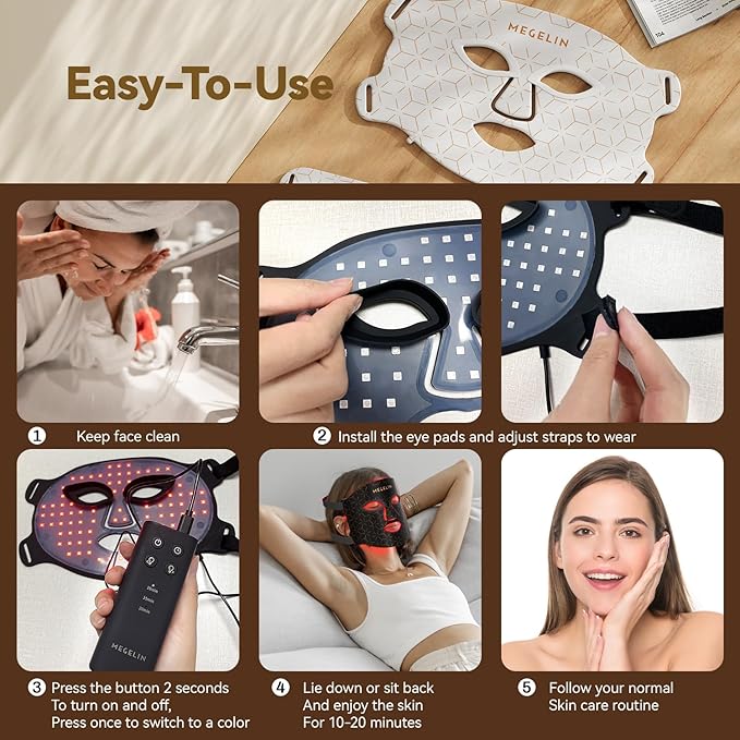 7 Colors Led Light Therapy Facial Mask, Face Light Therapy Mask for Face, Reduce Wrinkles Smooth Skin, Infrared Light Skin Rejuvenation-Velvo Beauty