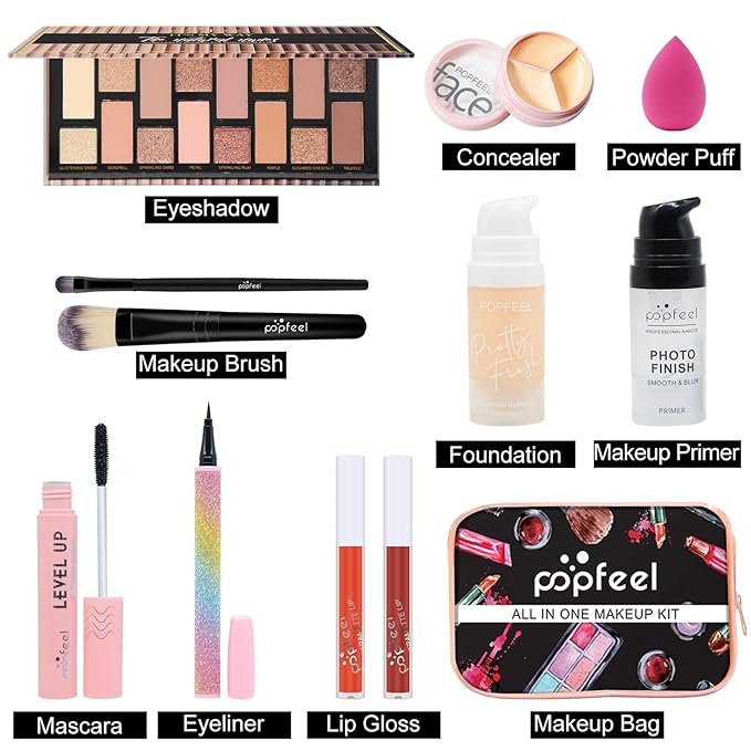 Makeup Kit for Women Full Kit, All-in-one Makeup Gift Set, Include Eyeshadow Palette, Lip Gloss, Foundation, Concealer, Mascara, Makeup Brush-Velvo Beauty