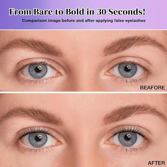 Wispy False Eyelashes Kit With Bond, Seal and Tweezer, 7 Pairs Natural Look Fake Cat Eye Lashes Strips Thin Band Extensions Waterproof Easy Eyelashes for Beginners RQ46-Velvo Beauty