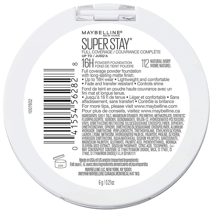 Maybelline Super Stay Full Coverage Powder Foundation Makeup, Up to 16 Hour Wear, Soft, Creamy Matte Foundation, Natural Ivory, 1 Count-Velvo Beauty