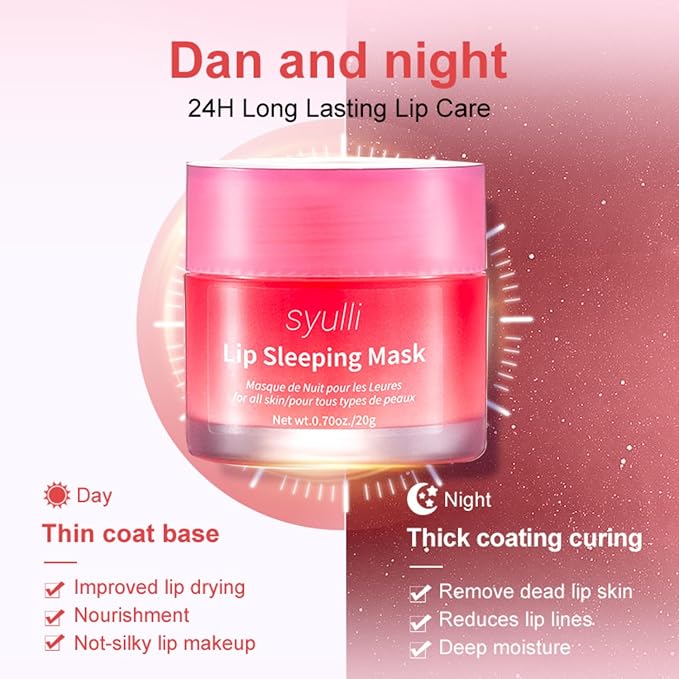 Sleeping Lip Mask,Organic Vitamin C Lip Sleeping Mask Hydrate & Repair Sleeping Lip Balm, Nourish Overnight Lip Care Treatment Lip Line & Color Improve,Crack & Dry Sleeping Lip Mask For Women & Men-Velvo Beauty