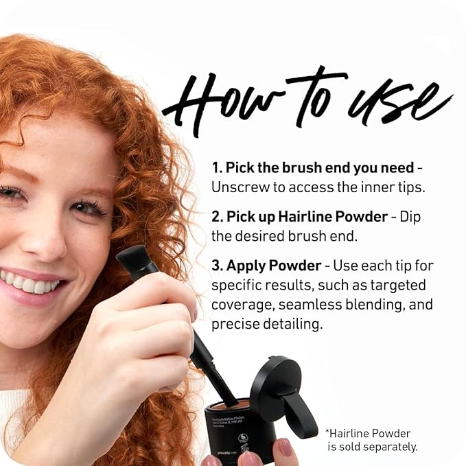 BOLDIFY Four Ended Hairline Powder Brush - Precision Hair Makeup Brush Set with Sponge Tip for Seamless Blending - Ideal as a Hair Concealer/Contour, Root Touch Up-Velvo Beauty