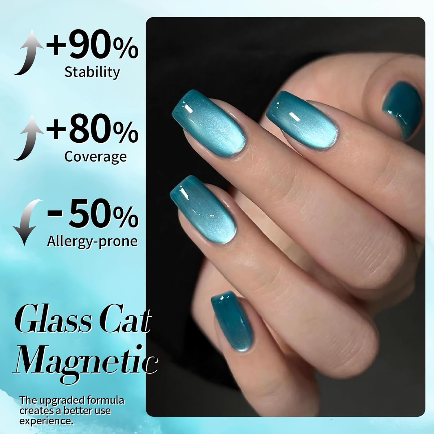 Born Pretty Cat Magnetic Eye Gel Nail Polish,Light Blue Lover Jelly Glass Magnetic Gel Polish,Glitter Soak Off Nail Art Salon Manicure Home Gift 15ml-Velvo Beauty