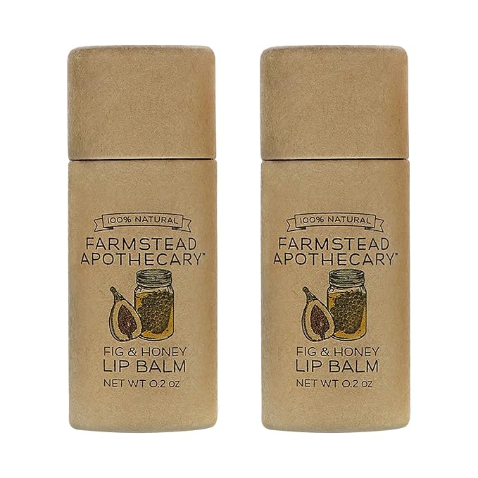 Farmstead Apothecary 100% Natural Lip Balm with Organic Beeswax, Organic Shea Butter & Organic Coconut Oil, Fig & Honey 0.2oz (Pack of 2)-Velvo Beauty