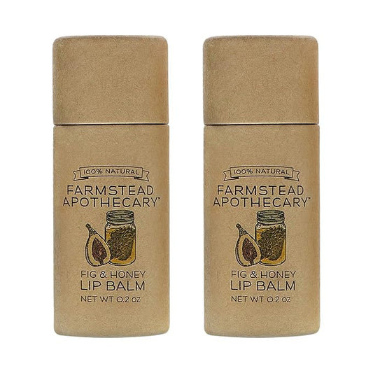 Farmstead Apothecary 100% Natural Lip Balm with Organic Beeswax, Organic Shea Butter & Organic Coconut Oil, Fig & Honey 0.2oz (Pack of 2)-Velvo Beauty