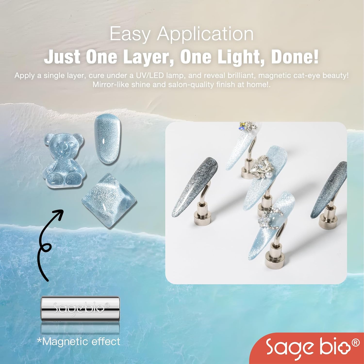 Multifunctional Cat Eye Gel Nail Polish, No Base or Top Coat Required, 15ml, Lasts Up to 4 Weeks, UV/LED Cured, Easy Application, R188-Velvo Beauty