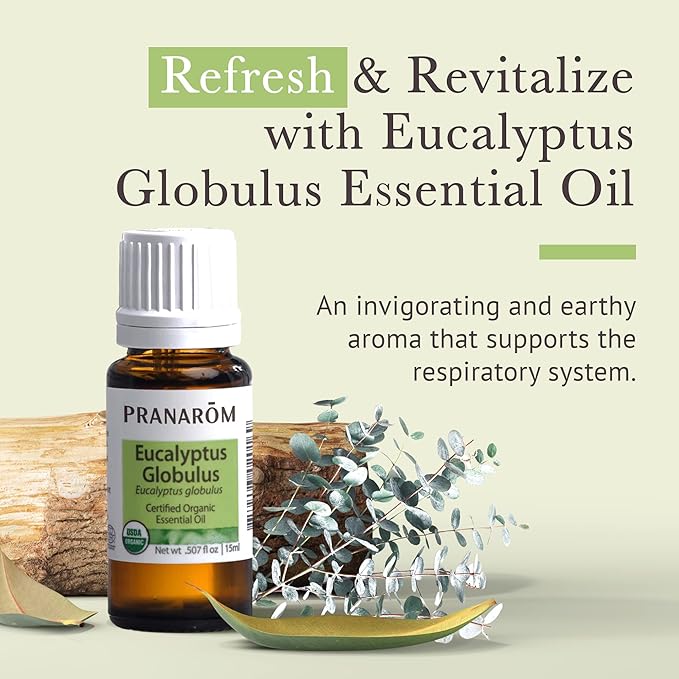 Pranarom USDA Certified Organic Eucalyptus Globulus Essential Oil (30ml), 100% Pure Undiluted Therapeutic Grade from Portugal for Aromatherapy, Diffuser, Topical Care, Relaxation-Velvo Beauty