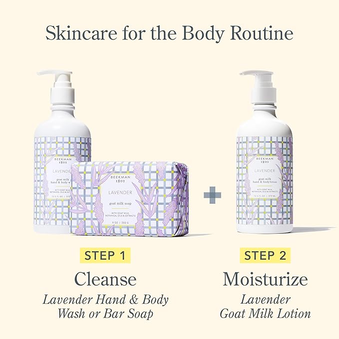 Beekman 1802 Goat Milk Body Lotion, Lavender - Scented - 12.5 oz - Hydrating & Moisturizing with Shea Butter - for Sensitive Skin - Cruelty Free - Packaging May Vary - Pump Included, Ready for Use-Velvo Beauty