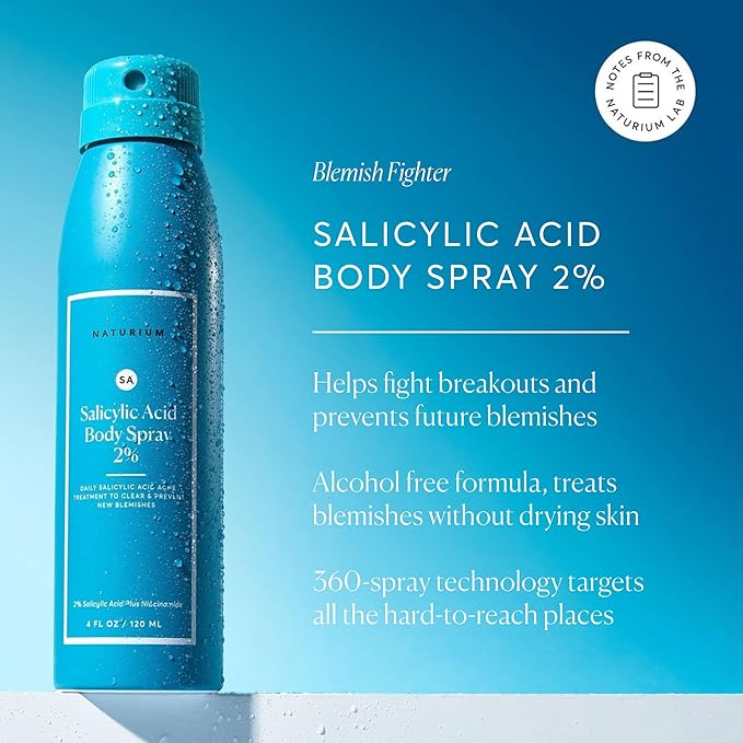 Naturium Salicylic Acid Body Spray 2%, Blemish-Fighting & Pore Treatment, with Niacinamide Plus Encapsulated Salicylic Acid, 4 oz-Velvo Beauty