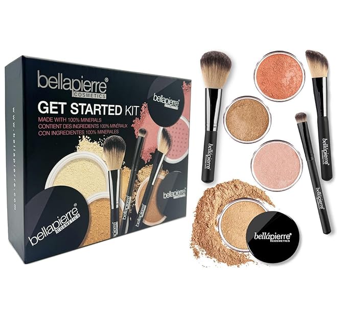 bellapierre Get Started Kit | Includes 2 Mineral Foundations, 1 Blush, & 1 Bronzer | Mineral Makeup Essentials | Non-Toxic and Paraben Free | Oil and Cruelty Free | Long Lasting Formulas – Dark-Velvo Beauty