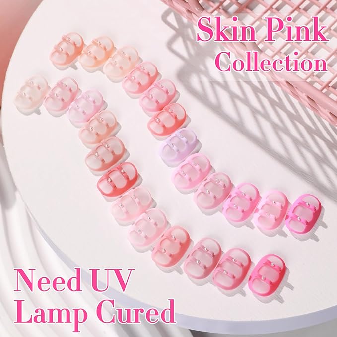 Double Rhythm 28Pcs 0.5Oz Gel Nail Polish Set Same Color Same Bottle Soak Off Gel Polish Kit Nail Art Manicure Salon DIY at Home for Women (Neutral Skin Pink Nude Collection-T24-12)-Velvo Beauty