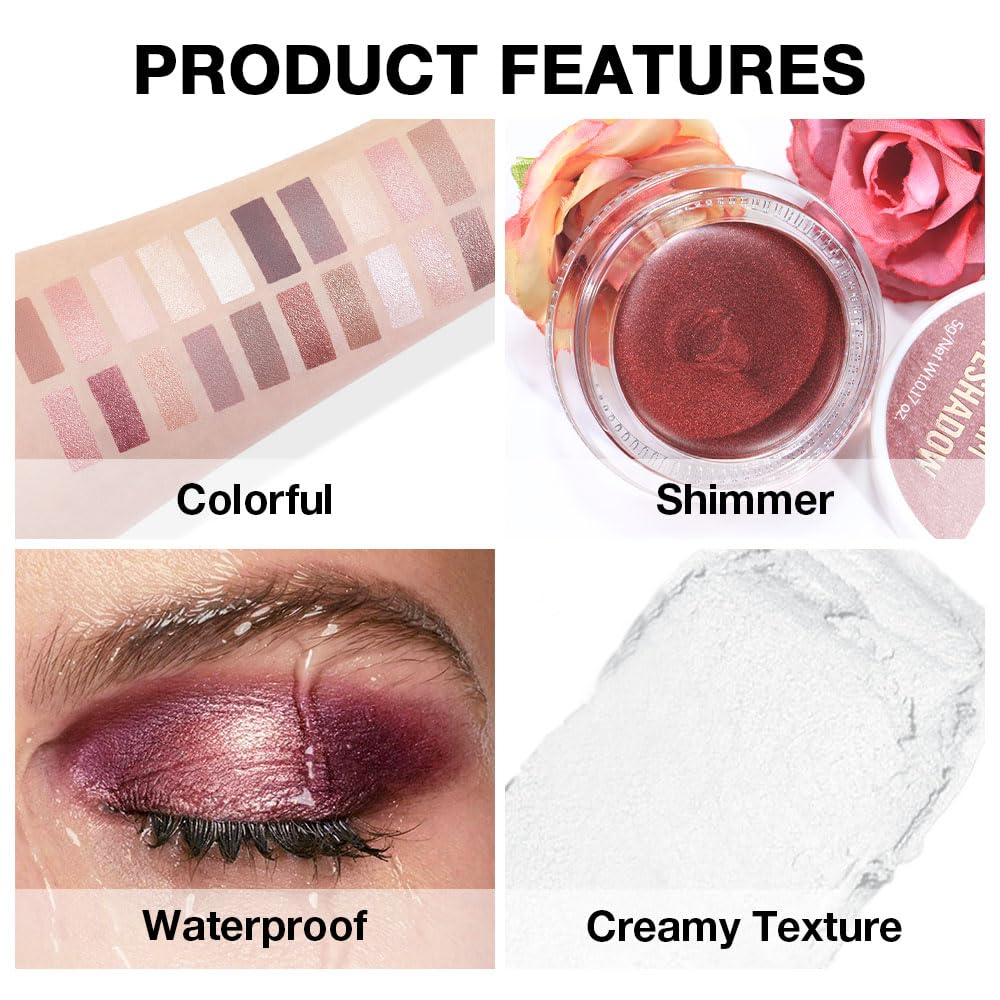 Kaely Single Cream Eyeshadow Pot, Pearl White Sparkle Eye Shadow for Older Women High Pigmented Waterproof, Natural Eyeshadow Palette Makeup Brightener, sombras en crema para ojos, Blendable, 01-Velvo Beauty