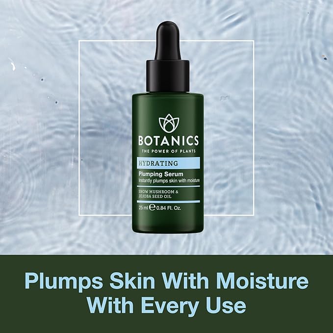 Botanics Hydrating Serum - Skin Plumping Serum for Face & Long-Lasting Hydration - Enriched with Snow Mushroom - Vegan & Cruelty-Free (0.84 Fl Oz)-Velvo Beauty