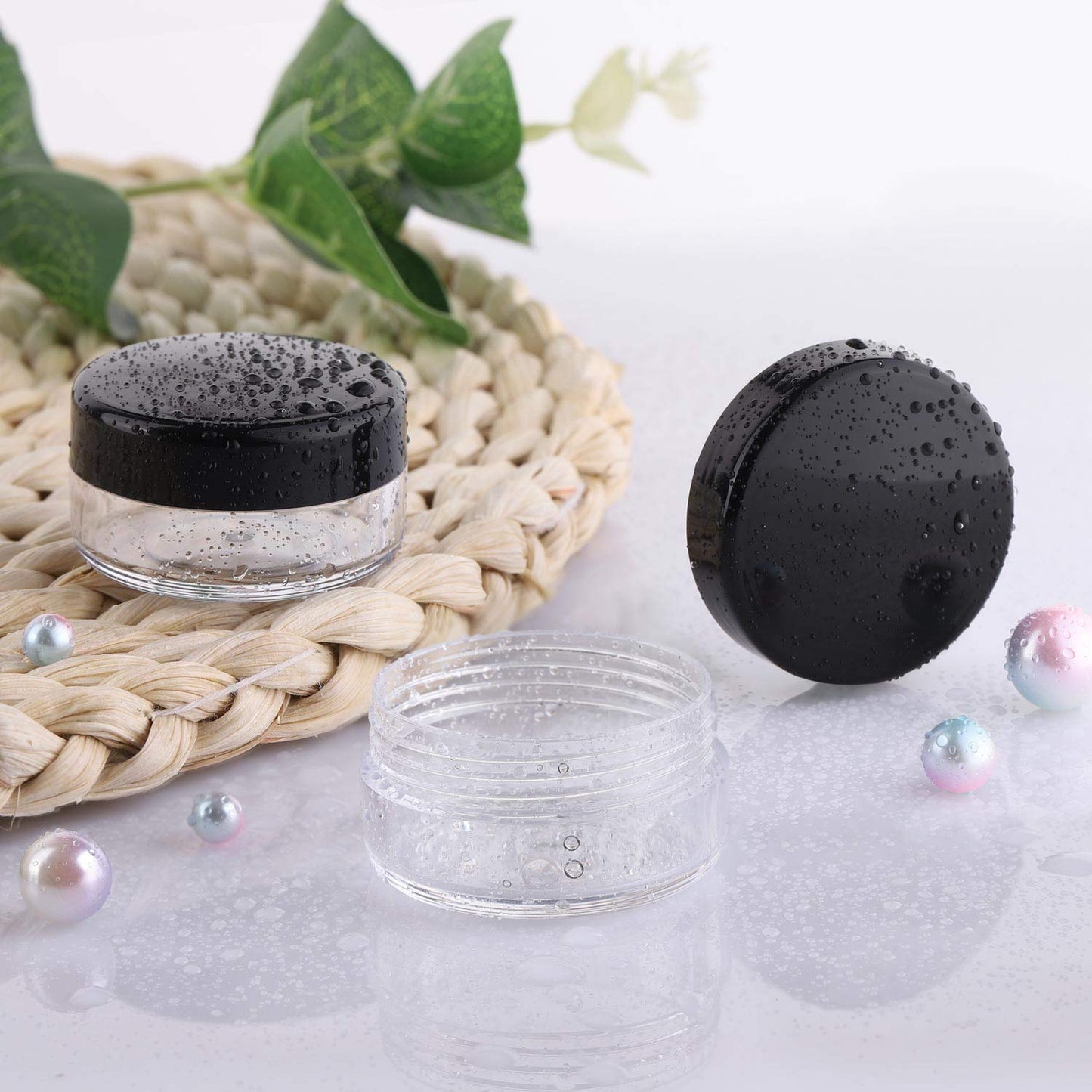 Refillable Cosmetic Sample Jars - 100 Pack 10g (0.35oz) Multi Color Small Travel Containers with Lids + 10 Mini Makeup Spatulas - BPA Free-Velvo Beauty