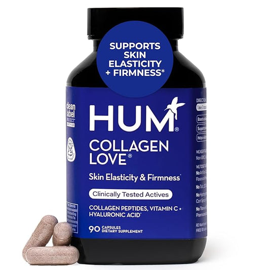 HUM Collagen Love Skin Supplement - Collagen Peptides w/Hyaluronic Acid & Vitamin C, Supports Firm Skin & Helps Minimize Signs of Aging - Supplements for Women and Men (90-Count)-Velvo Beauty