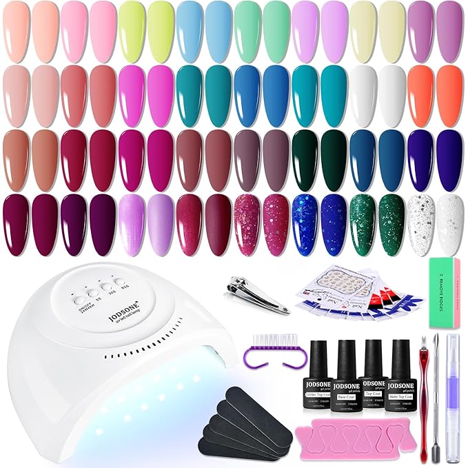 JODSONE 36 PCS Gel Nail Polish Starter Kit U V Light and Dark Series Gel Nail Set No Wipe Base Matte and Glossy Top Coat All Kinds of Manicure Tools-Velvo Beauty
