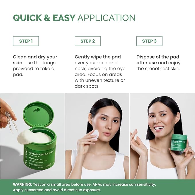 PLANTIFIQUE Only Refill Korean Glycolic Acid Toner Pads 60 Pcs with Niacinamide, CICA - AHA, BHA, PHA Daily Face Exfoliating Pads for Gentle Skin Renewal, Toner for Cleansing All Skin Types-Velvo Beauty