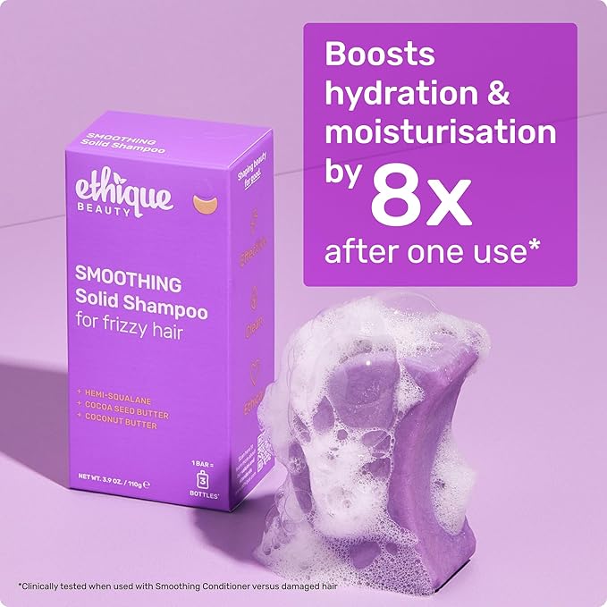 Ethique Smoothing Shampoo Bar for frizzy hair with Coconut Butter - Plastic-Free, Cruelty-Free, Vegan, 3.88 oz - Formerly Frizz Wrangler-Velvo Beauty