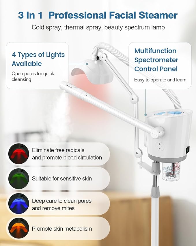 Kingsteam Professional Hot and Cold Facial Steamer，Nano Water Mist, Large Capacity Steam, 30 Min Timer, Deep Cleansing, Designed for Beauty Salon, Skin Clinic, Professional Salon, Home-Velvo Beauty