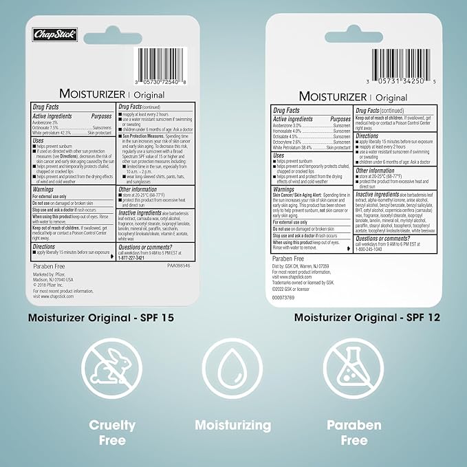 ChapStick Moisturizer 2-in-1 Lipcare 9-Pack (3 SPF 12, 6 SPF 15) – Original Lip Balm with Broad Spectrum SPF, Aloe & Vitamin E, 0.15 Ea-Velvo Beauty