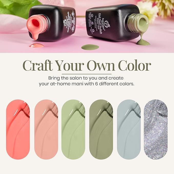 beetles Gel Polish Set 6 Colors Glitter Nude Coral Green Light Blue Gel Nail Polish Kit Soak off Uv Nail Salon Southern Belle-Velvo Beauty