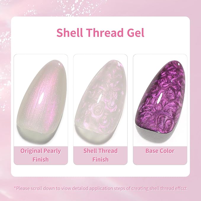 Born Pretty Pearl Gel Nail Polish Aurora Iridescent Glitter Shimmer Mermaid Pearl Gel Polish Drawing Gel Nail Polish Shell Swirl Thread Effect Nail Gel Soak Off Led Summer DIY Gift 6PCS-Velvo Beauty
