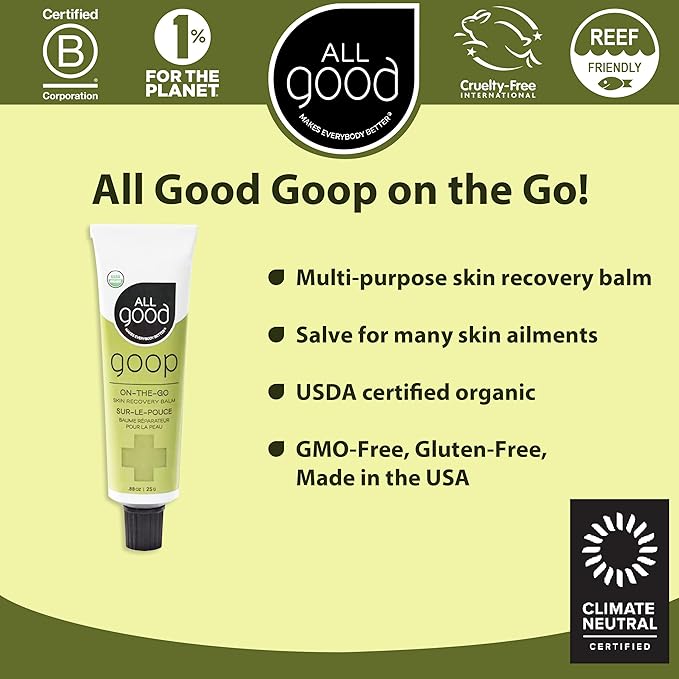 All Good Goop on the Go - Chafing Cream, Dry Skin Salve, Cracking Lip Moisturizer - Soothes, Hydrates & Calms - Travel Size Recovery Balm 1oz-Velvo Beauty