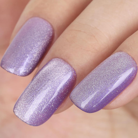 Bright Purple Cat Eye Gel Nail Polish,Crystal Galaxy Holographic Lavender Cateye Gel Polish with Magnet, Purple Gel Silver Shimmer Velvet Soak Off Uv Led Home Diy Manicure GP0100-Velvo Beauty