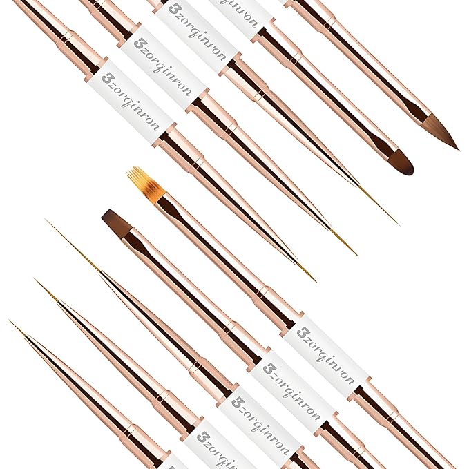 Nail Art Bushes Set, Professional 5Pcs Double-Ended Nail Brush Kit for Details, Long Lines, Ombre & 3D Design-Perfect for DIY Manicures & Salons (White)-Velvo Beauty