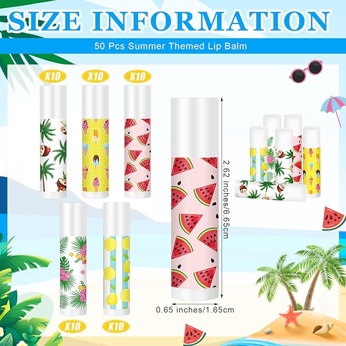 50 Pcs Summer Lip Balm Bulk Moisturizing Lip Balm Jasmine Flavor Lip Balms Cream Tropical Hawaiian Beach Luau Party Lip Care Product for Stocking Stuffers Beauty Gifts Women Men-Velvo Beauty