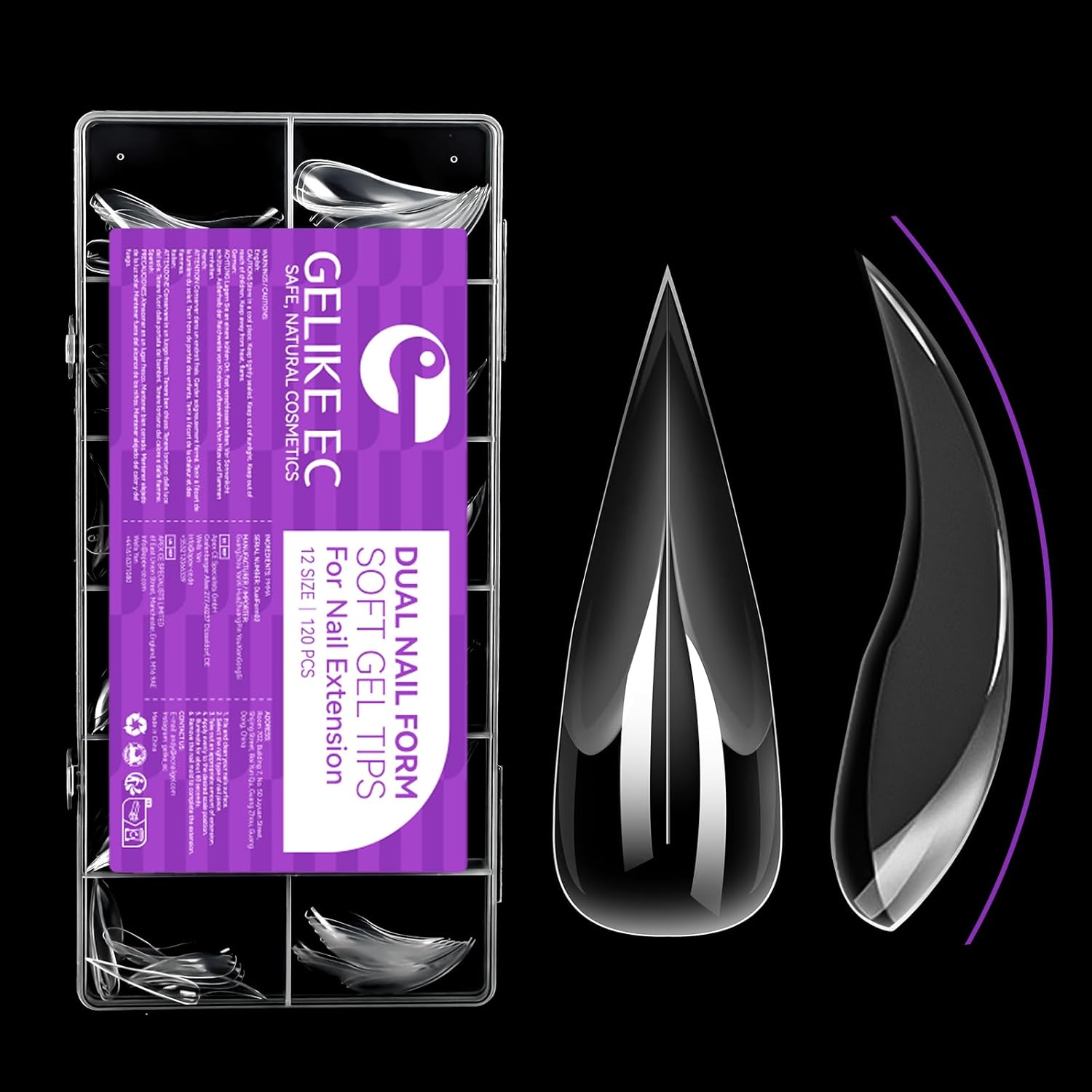 Gelike EC Cat Dual Forms for Extension: 120 Pcs Color Nail Form, 12 Size Nail Forms For Builder, Half Matte Gel Forms For Manicure Art Design Salon Diy-Velvo Beauty