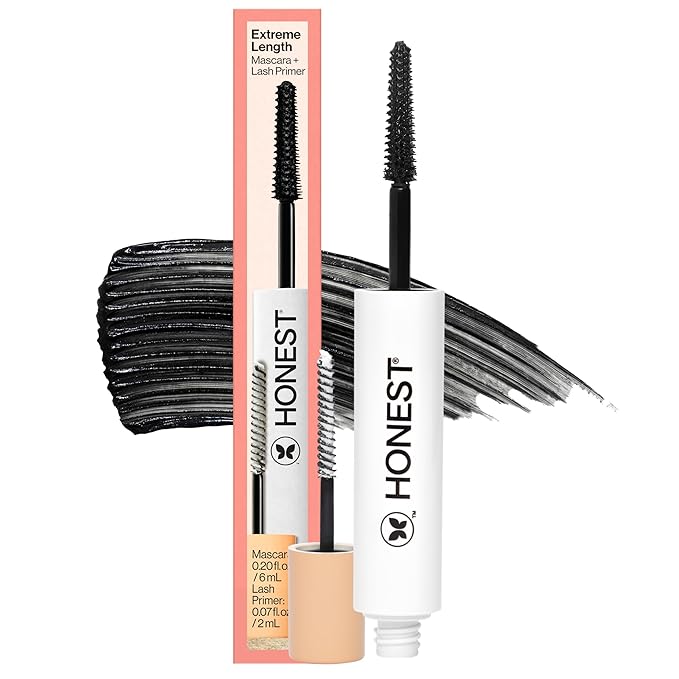 Honest Beauty 2-in-1 Extreme Length Clean Mascara + Lash Primer | Lengthening + Volumizing | EWG Verified + Cruelty Free | Black, .27 fl oz-Velvo Beauty