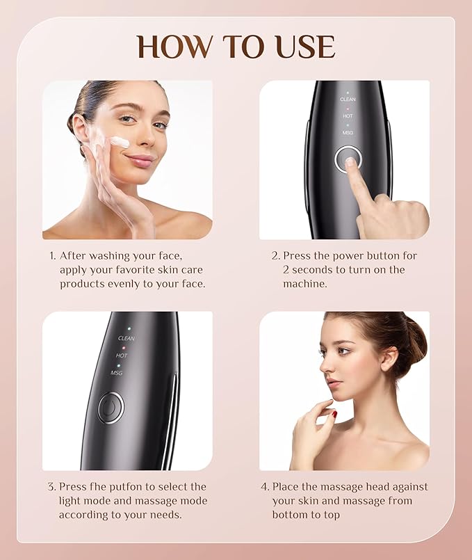 7 Color Galvanic Machines - Red Light Therapy for Face and Neck, Face Massager Tool for Wrinkles, Double Chin, Vibrating Facial Massager with Thermals, Black-Velvo Beauty