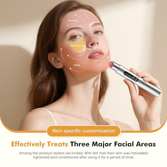 REDLOOK Depuffing Wand - Multi-Mode Cold & Heat Eye with Massager,At Home Face Roller Tool, Beauty Wand for Puffiness Reduction, Dark Circles, and Let The Skin Be Full of Radiance - Silver-Velvo Beauty