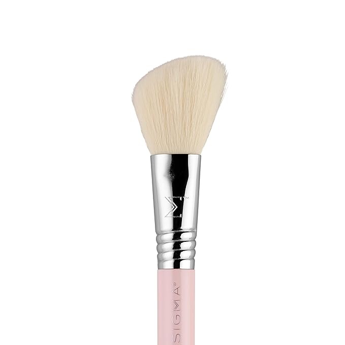 Sigma Beauty Travel Essential Trio - Makeup Brush Set for Foundation Powder Eyeshadow - 3 Tool Brushes with Brush Tin Holder - - Skin Safe, Vegan Makeup Brushes for Travel - Light Pink-Velvo Beauty