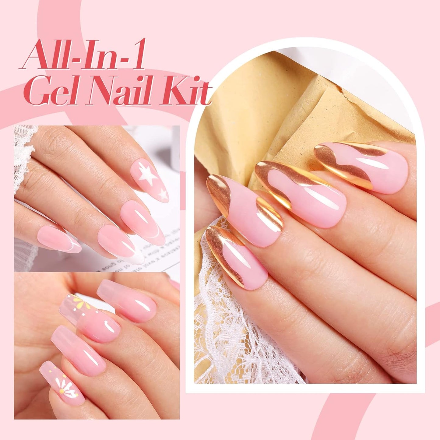 Born Pretty 28Pcs Jelly Gel Nail Polish Kit With U V Light 48W Nail Lamp 12 Colors Jelly Pink Nude Neutral Gel Polish Set with Base/Top Coat Manicure All-In-One Nail Gel Kit Ideal Gifts-Velvo Beauty