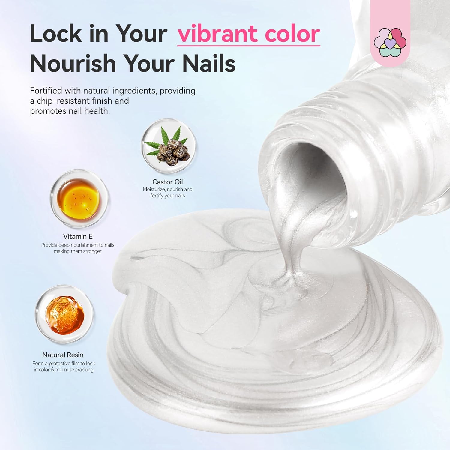 SAVILAND Color Artistry Pearl White Nail Polish - 7 Days Shimmer Aurora Finish Fingernail Polish, Ultra Quick -Dry & Long-Lasting Glossy Toe Nail Lacquer for Salon Manicures & Pedicures DIY Nail Art-Velvo Beauty