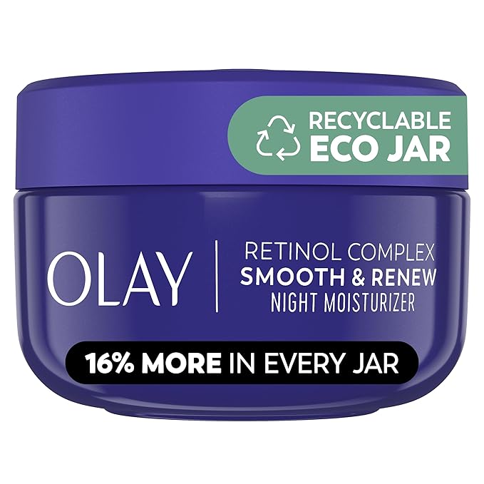 Olay Retinol Face Moisturizer, Smooth & Renew Cream for Women, Fragrance-Free - Anti-Aging, Anti-Wrinkle, Smooth Fine Lines, Tightening, Brightening - Recyclable Sustainable Eco Jar, Non-Greasy, 2 Oz-Velvo Beauty